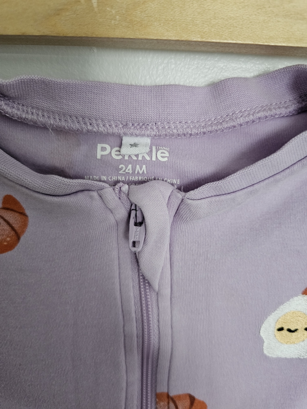 🧸4/20$ Pekkle 24M Purple Footed Sleeper Breakfast Print Pajama Baby Girl Cotton - Picture 4 of 4